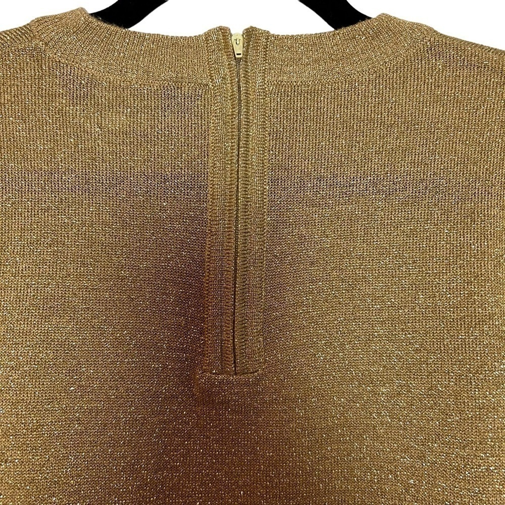 Vintage Rochelle Gold Metallic Short Sleeve Back Zip Top - Picture 7 of 9